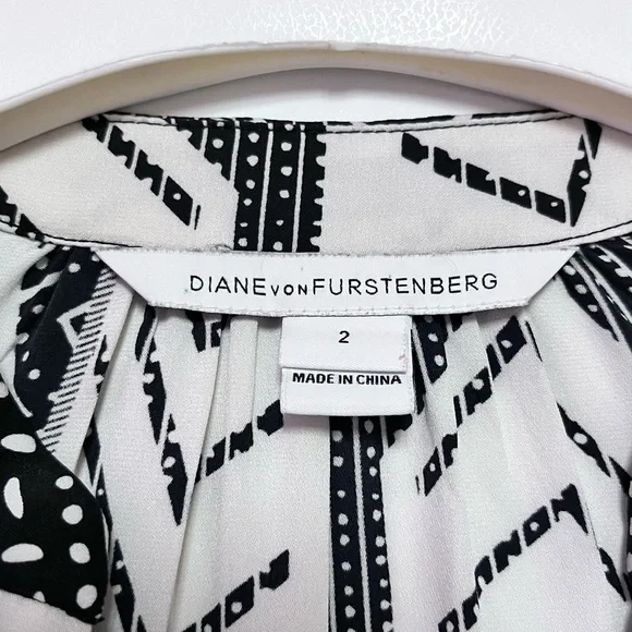 Diana von Furstenberg x Revolve Freya Silk Stretch Shirt Dress Size 2 FLAWED - Picture 9 of 14